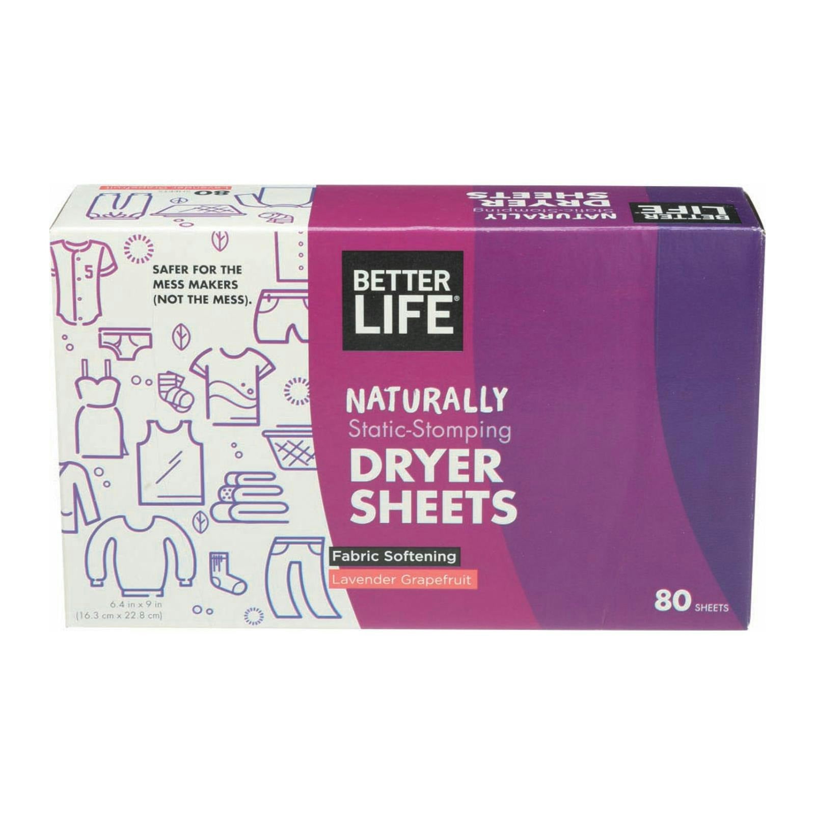 Better Life - Dryer Sheets Lavender & Grapefruit - 80 ct (Pack of 6)