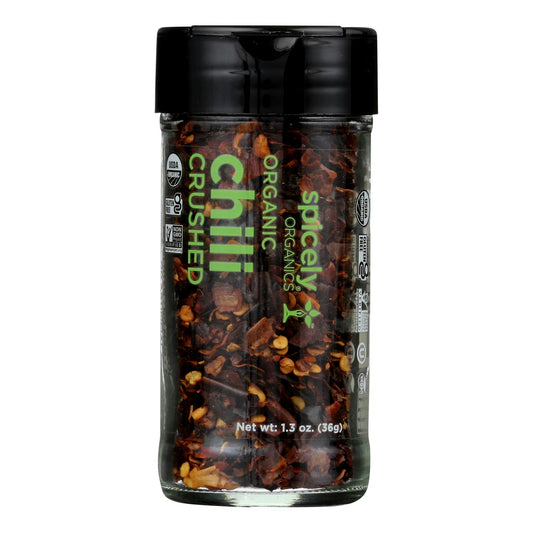 Spicely Organic Spices Chili Crushed Glass Jar 1.3 Oz Pack of 3