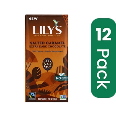 Lilys Sweets Bar Dark Chocolate Salted Caramel 2.8 oz (Pack of 12)