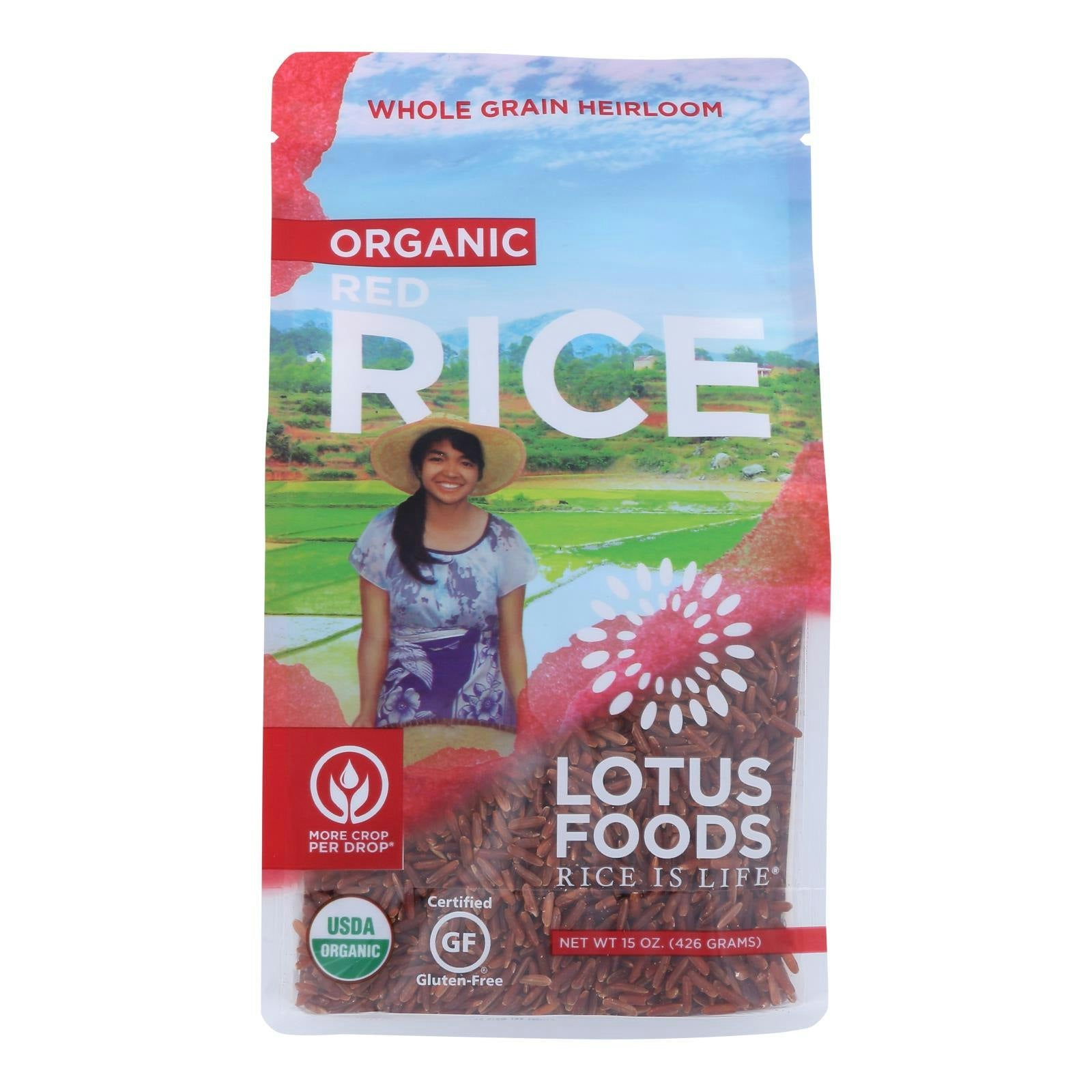 Lotus Foods Heriloom Bhutan Red Rice 15 oz (Pack of 6)