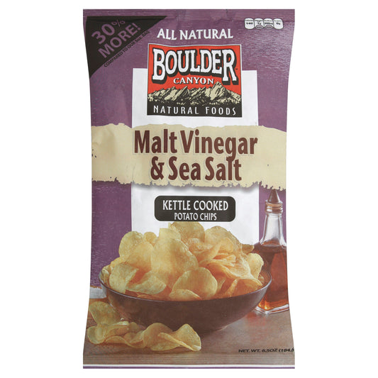 Boulder Canyon Chip Cut Malt Vinegar & Sea Salt 6.5 Oz Pack of 12