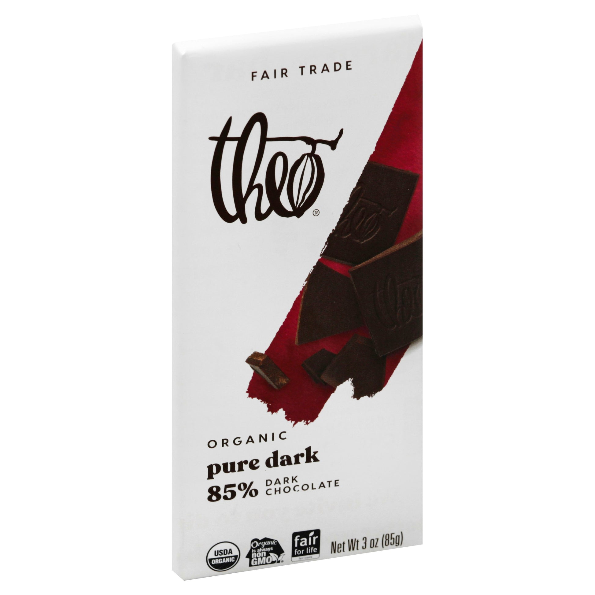 Theo Chocolate Bar Dark 85% 3 oz (Pack of 12)