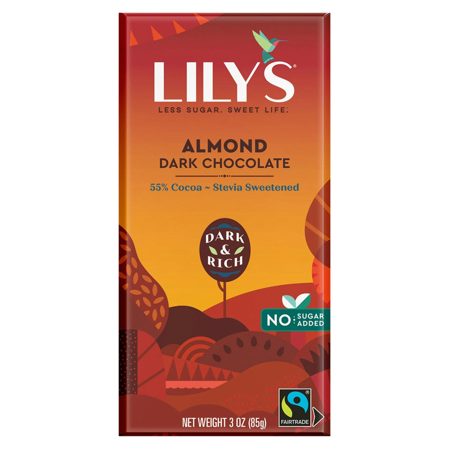 Lilys Sweets Chocolate Bar Dark Almond 3 oz (Pack of 12)