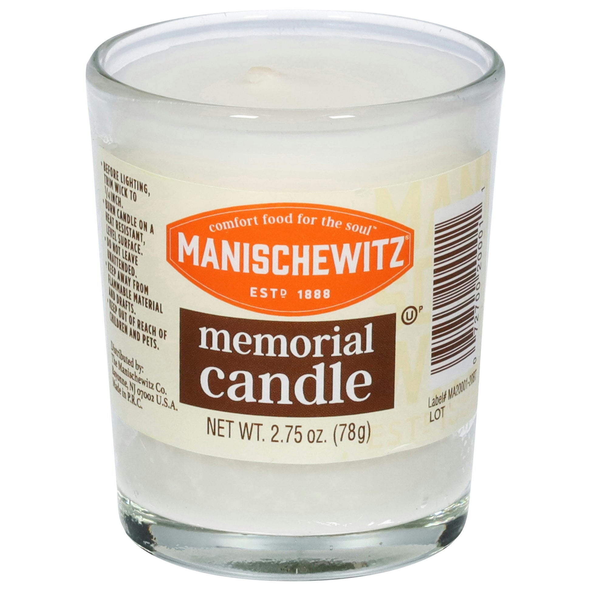 Manischewitz Memorial Glass Tumbler Candle, 3 Ounce (Pack of 24)