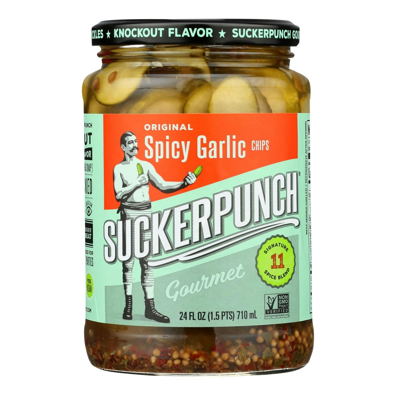 Suckerpunch Spicy Garlic Originals Gourmet Pickles 24 fl oz (Pack of 6)