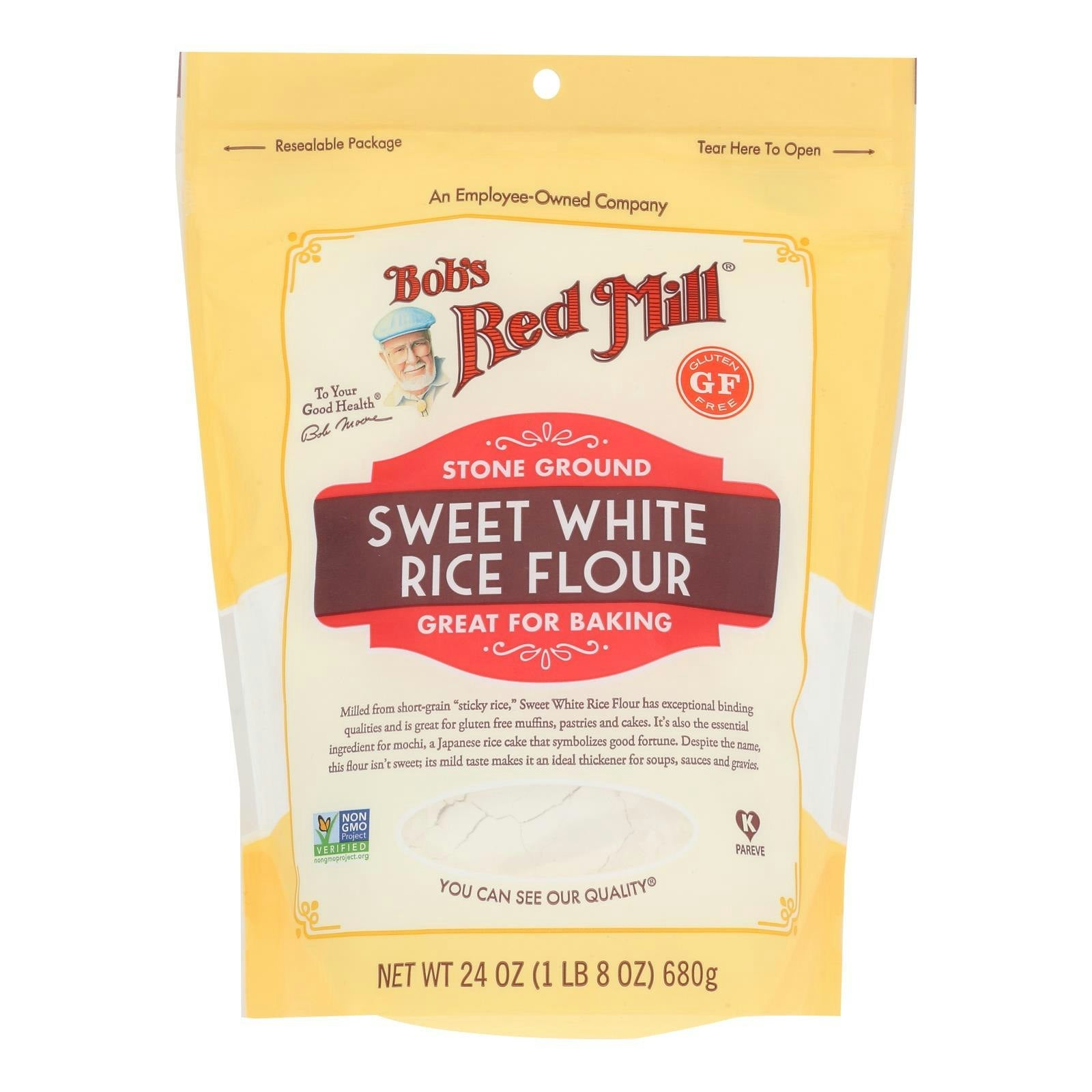 Bobs Red Mill Flour Rice Sweet White 24 oz (Pack of 4)