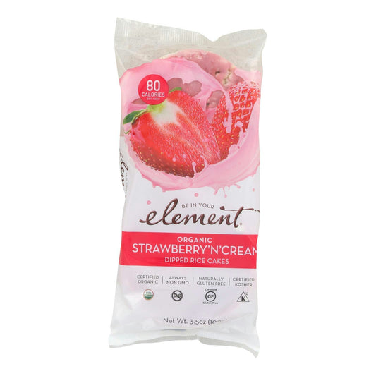 Element Snacks Rice Cakes Dipped Organic Strawberry N Cream Gluten Free 3.5 Oz Pack of 6