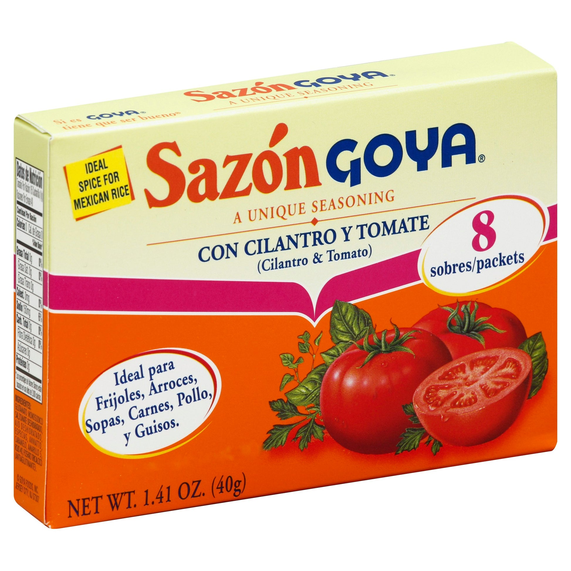 Goya Sazon Con Cilantro Tomato 1.41Oz 8 Pieces (Pack of 36)