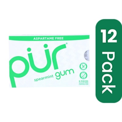 Pur Gum - Spearmint - Aspartame Free Gluten Free - 9 Pieces - 12.6 g (Pack of 12)